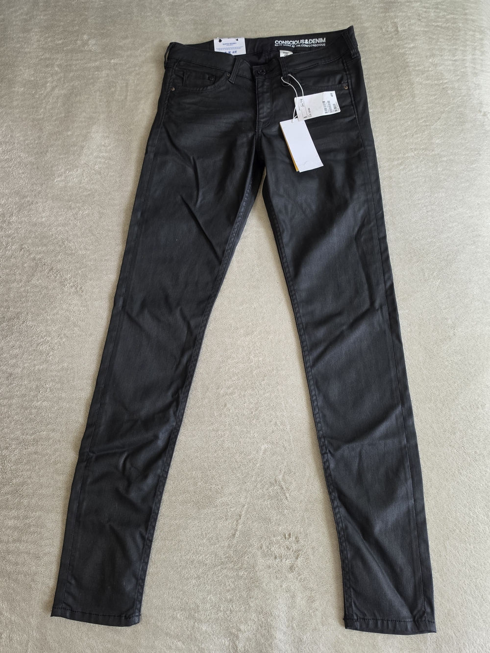 H&M Black Coated Skinny Jeans